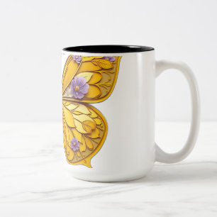 Art Deco Floral Butterfly Zweifarbige Tasse