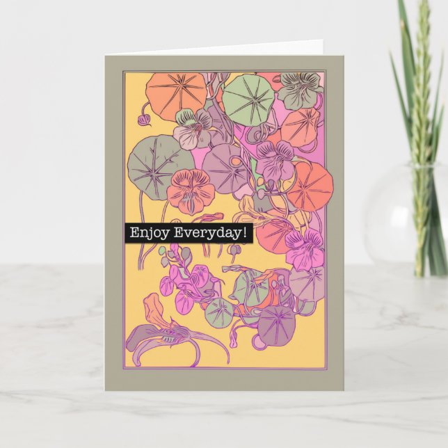 Art Deco Floral Genießen Sie die Grußkarte Karte (Vorderseite)