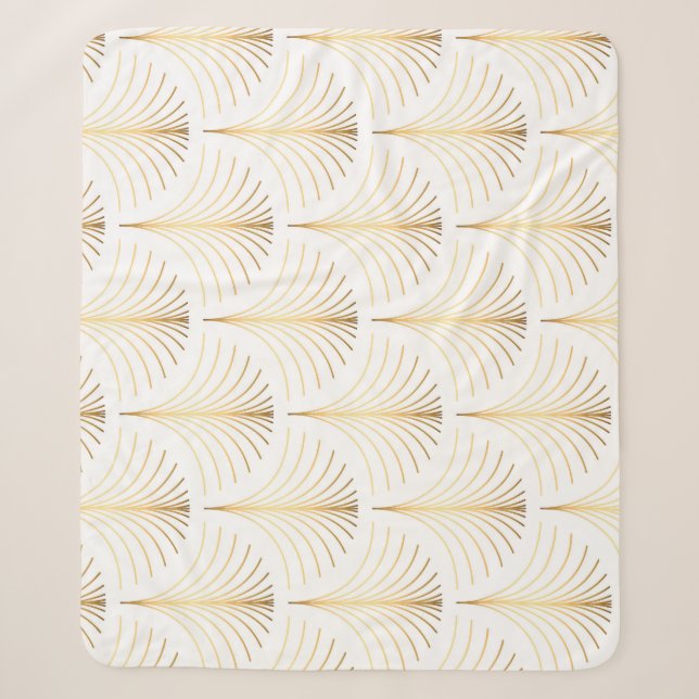 Art Deco Floral: Goldene Eleganz. Sherpadecke (Vorderseite)