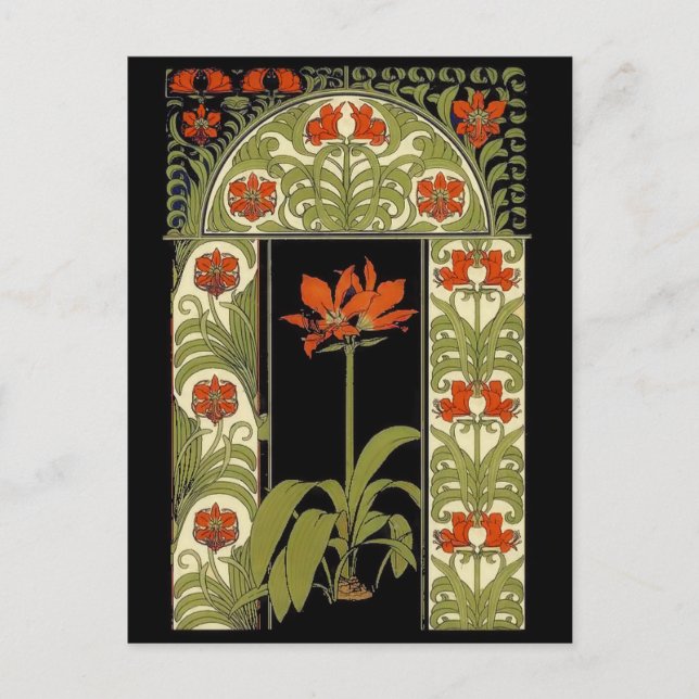 Art Deco floral Grußkarte Postkarte (Vorderseite)