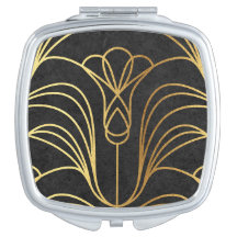 Art Deco Floral. Schwarz und Gold