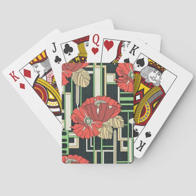 Art Deco Floral Spielkarten (Rückseite)