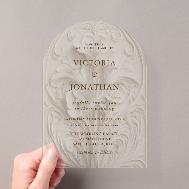Art Deco Floral Wedding Acryleinladungen (Insitu (Handheld))