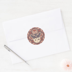 Art Deco Florales Hochzeitsmonogramm Klassischer A Runder Aufkleber