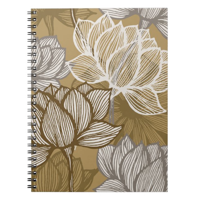 Art deco flower pattern. Flower gold line art. flo Notizblock (Vorderseite)