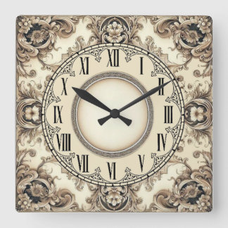Art Deco Flower Quadratische Wanduhr