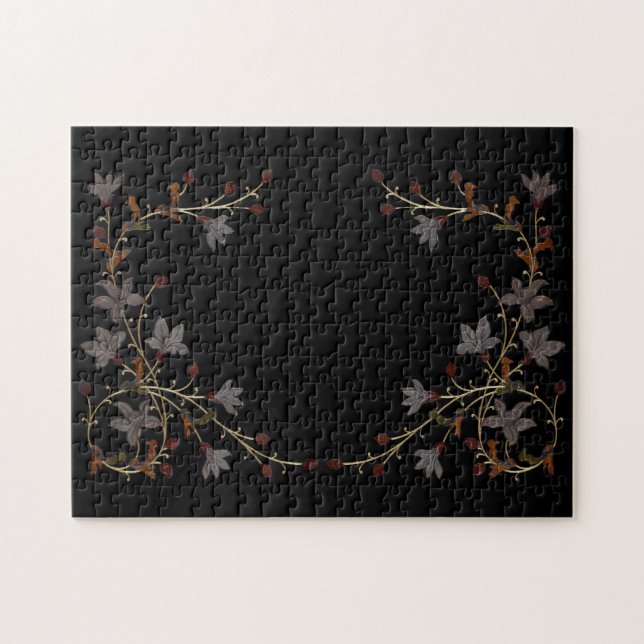 Art Deco Flowers On Black (Horizontal)