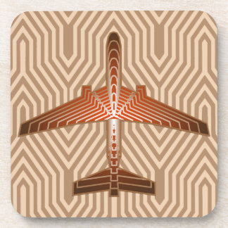 Art-Deco-Flugzeug, Bronze, Gold und Rostbraun Getränkeuntersetzer