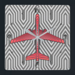 Art Deco Flugzeug, Coral Orange und Silver Grau Quadratische Wanduhr<br><div class="desc">Uhr in einem Art-Déco-inspiriert Konzept eines futuristischen Flugzeug,  in einem gestreiften,  seidigen Farbverlauf von silbergrauen / grauen Streifen auf tiefkorallenorange,  gegen ein leicht und tiefsilber grau,  Deko Hintergrund</div>