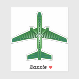 Art Deco Flugzeug, Emerald und Jade Green Aufkleber