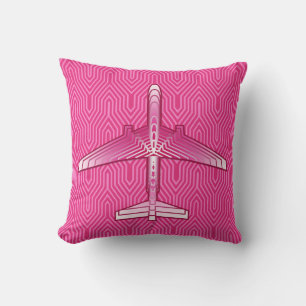 Art Deco Flugzeug, Fuchsia und Pastellrosa Kissen