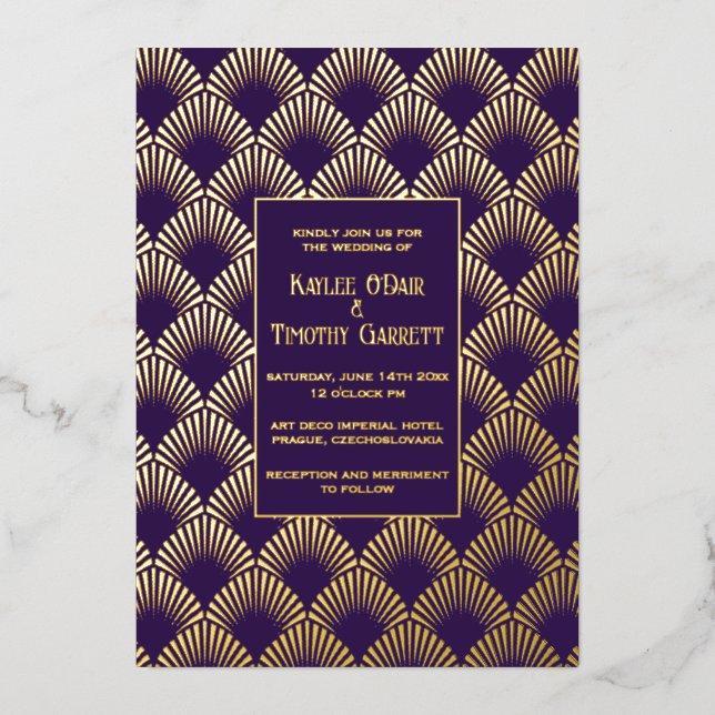 Art Deco Foil Wedding/Anniversary/Party Einladung (Vorderseite)