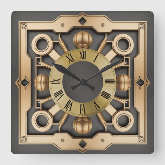 Art Deco Football Quadratische Wanduhr (Vorderseite)
