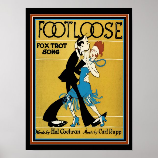 Art Deco "Footlose" Blatt Musik Print 12 x 16 Poster (Vorne)