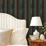 Art Deco Forest Green und Gold Geometric Tapete<br><div class="desc">Mit diesem Art Deco Forest Green und Gold Geometric Peel and Stick Wallpaper heben Sie Ihre Innenräume auf. Mit schmalen, senkrechten Linien und geometrischen Winkelformen in reichem waldgrün, schwarz und metallischem Gold strahlt diese Tapete zeitlose Eleganz aus. Ideal für die Gestaltung einer glamourösen Akzent-Wand, die Aktualisierung eines Büros oder das...</div>