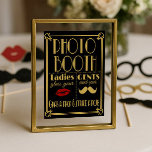 Art Deco Fotoautomaten-Schild – Schwarze & Goldene Poster
