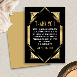 Art Deco Frame Black Gold Hochzeit Vielen Dank Dankeskarte