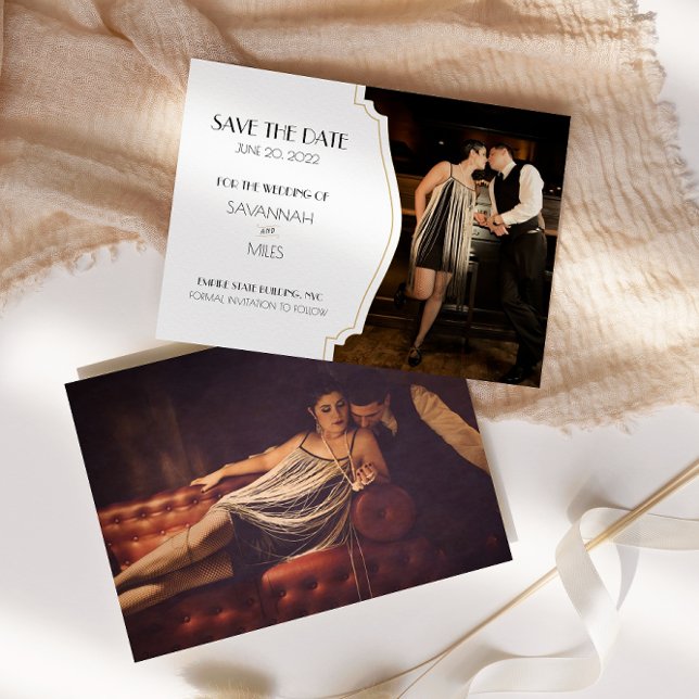 Art Deco Frame Foto der 1920er Jahre Save the Date Einladung (Von Creator hochgeladen)
