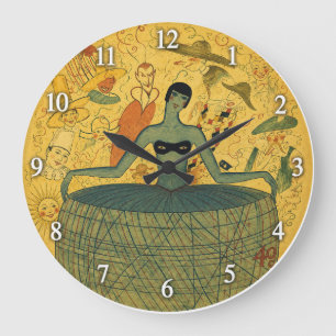 Art Deco Frau Große Wanduhr