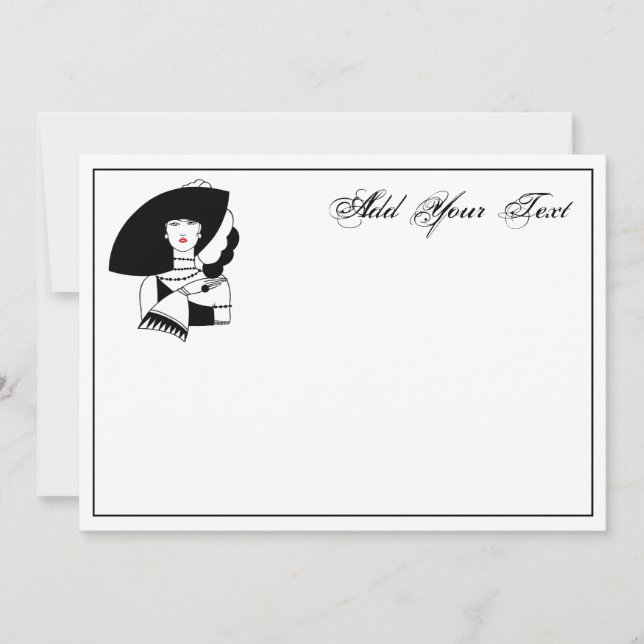 Art Deco Frau in Big Hat Gloves RL (Vorderseite)