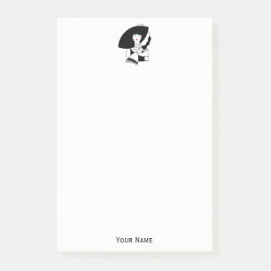 Art Deco Frau in Big Hat Gloves RL Post-it Klebezettel