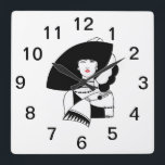 Art Deco Frau in Big Hat Gloves RL Quadratische Wanduhr<br><div class="desc">Vintage Art Deco modische Frau mit Big Hat & Gloves Individualisierbare Einladungen und Accessoires mit einem stilisierten Vintagen Deko-Bild einer modischen 1920er - 1930er Frau mit einem großen Hut und Handschuhen. Sie können diese Produkte leicht anpassen, indem Sie Textfelder hinzufügen, vorhandene Textfelder entfernen, Textfarben und Schriftart ändern, Designbilder ändern oder...</div>