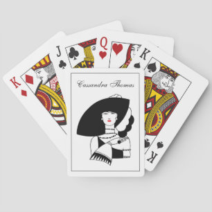 Art Deco Frau in Big Hat Gloves RL Spielkarten