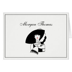Art Deco Frau mit großer Hut Handschuhe RL