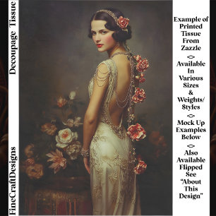 Art Deco Frau & Rosen Porträt EZ8L Decoupage Seidenpapier