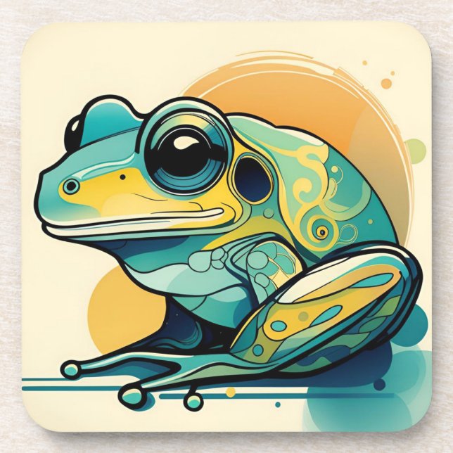 Art Deco Frog Hard Plastic Untersetzer Set (Vorderseite)