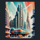Art Deco Futuristic Urban Poster. Poster<br><div class="desc">Dies ist ein futuristisches Deko städtisches Plakat und könnte leicht gerahmt werden. Es hat eine gute Farbe und würde ein großartiges Bild für ein Büro, Wohnzimmer, Retro-Zuhause machen. Auch dies ist im stromlinienförmigen Stil des Dekos, der in den 1920er Jahren populär war.</div>
