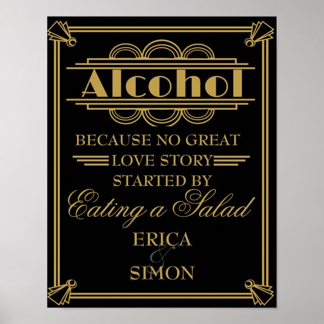 Art Deco Gastby Art Hochzeitsposter Poster (Vorne)