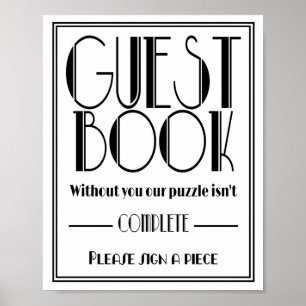 Art Deco "Gästebuch-Rätsel" Hochzeitsfeier Druck Poster