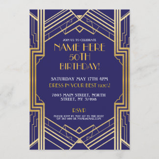 Art Deco Gatsby 30 40. 50. Geburtstagsparty der 20 Einladung