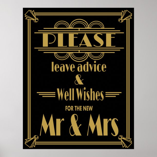 Art Deco Gatsby "Bitte verlass Rat" Drucken Poster (Vorne)
