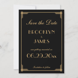 Art Deco Gatsby Black Save the Date Cards Einladung
