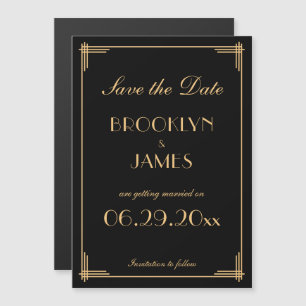 Art Deco Gatsby Black Save the Date Magneteinladung