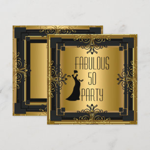 ART DECO GATSBY FABULÖSE 50 50. GEBURTSTAGSFEIER 3 EINLADUNG