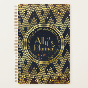 Art Deco Gatsby Glitzer Geometrisches Mustermonogr Planer
