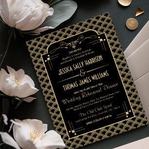 Art-Deco-Gatsby-Hochzeitsessen der 20er Jahre - Ho Einladung