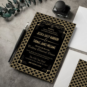 Art-Deco-Gatsby-Hochzeitsessen der 20er Jahre - Ho Einladung