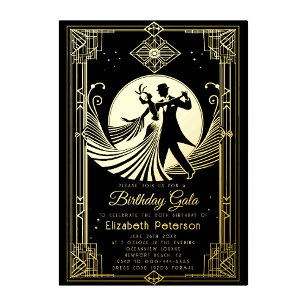 Art Deco Gatsby Roaring 20's Verbot Geburtstag Folieneinladung