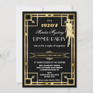 Art Deco Gatsby Roaring Twenties Mord-Mystery-Part Einladung