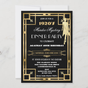 Art Deco Gatsby Roaring Twenties Mord-Mystery-Part Einladung