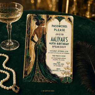 Art Deco Gatsby Roaring Twenties Smaragdgrüne Gebu Einladung