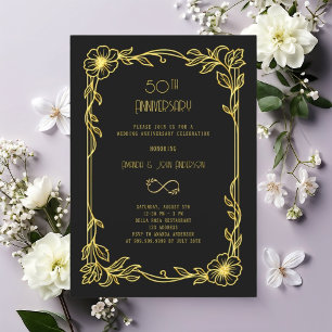 Art Deco Gatsby schwarz 50. Hochzeitstag Einladung