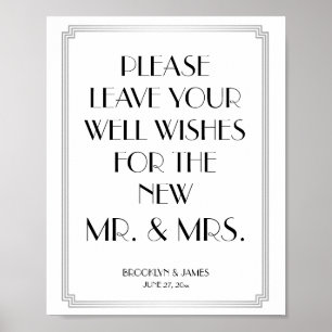 Art Deco Gatsby Silver Gästebuch signieren 8x10