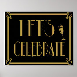 Art Déco Gatsby style Lets Celebration party print