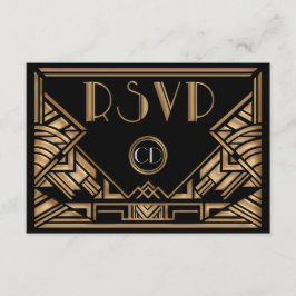 Art Deco Gatsby Style Wedding RSVP Response Cards Karte