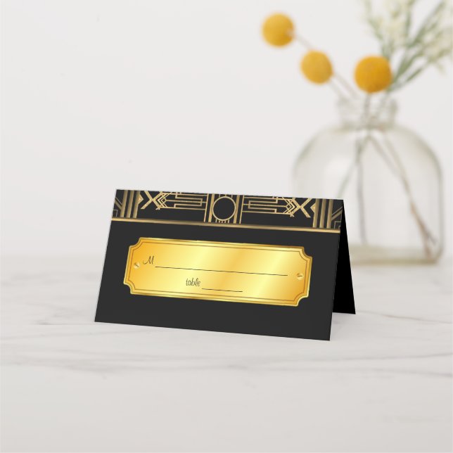 Art Deco Gatsby Wedding Platzkarte (Vorderseite)